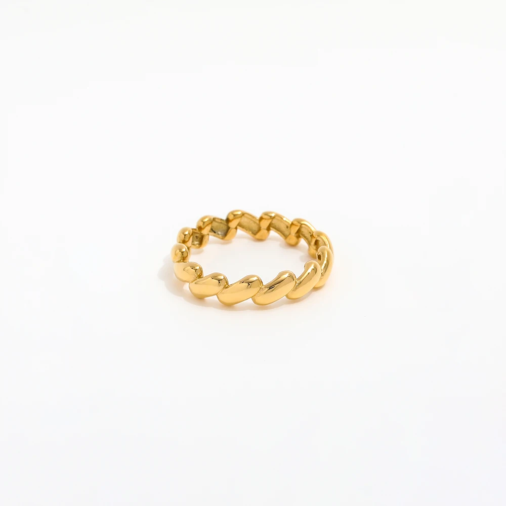 Joolim Jewelry Wholesale 18K Gold Plated Individuality Cambered Surface Stainless Steel Rings for Women Rings