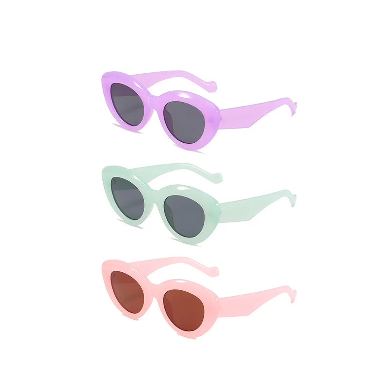 

2021 New Fashion Cat Eye Sunglasses For Women Vintage Pink Purple Gradient Round Sun Glasses Female Uv400 Chic Shades Female
