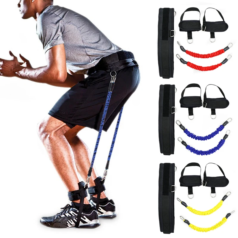 

Fitness Bounce Trainer Pull Rope Basketball Football Running Jump Trainer Resistance Bands Legs Strength Agility Training Strap, Color:black red blue yellow