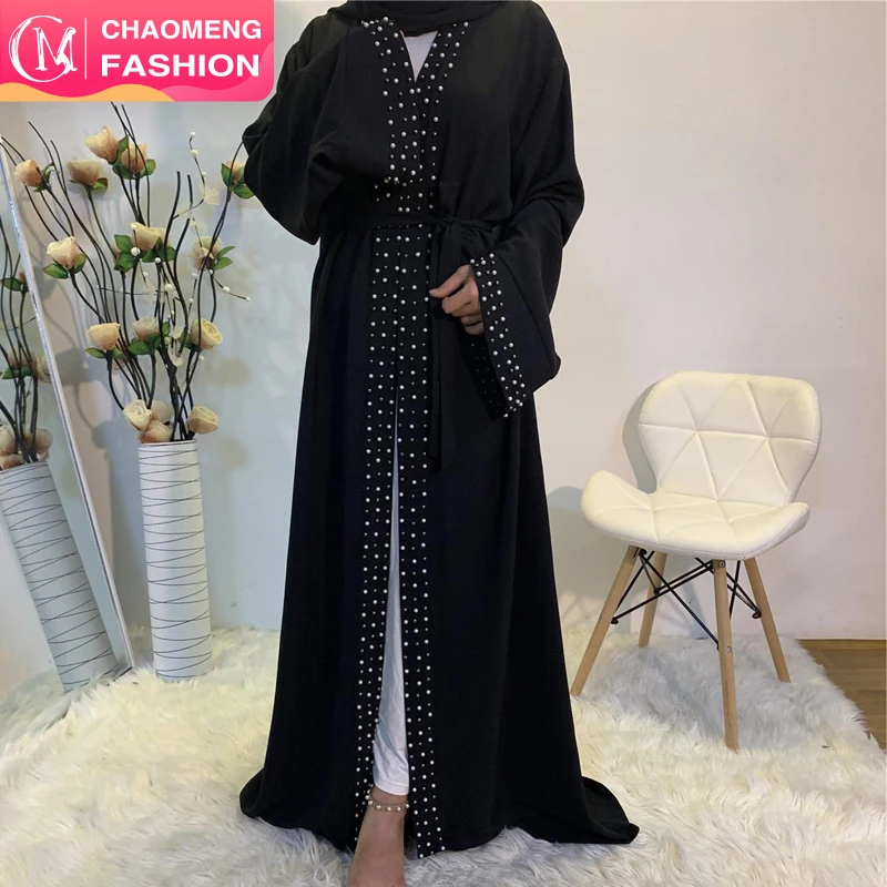 

1838#New Fashion Handmade Pearls Women Muslim Dress Caftan Dubai Islamic Kaftan Abaya, Black/pink/green/beige/customized