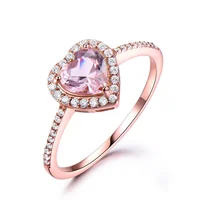 

Fashion Jewelry classic heart shape gemstone wedding rings woman 925 silver Plated rose gold ring