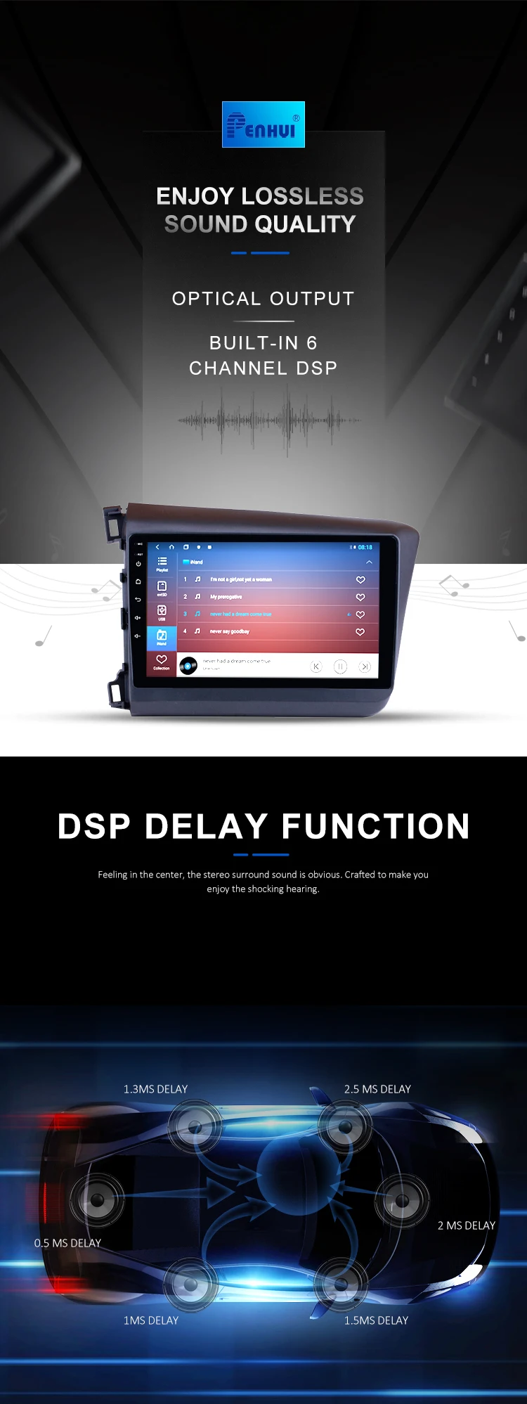 9" Android Car DVD GPS Multimedia Player for Honda Civic (2012-2016) With Octa Core 4GB RAM + 64GB ROM/CarPlay/DSP/Wi-Fi/4G