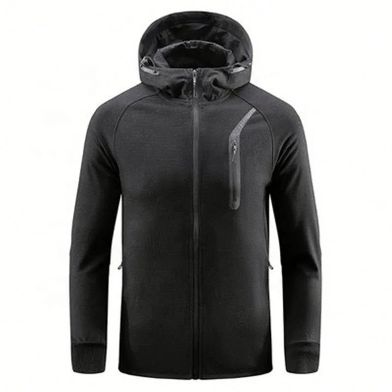 

Designer Simple Windproof Sports Cardigan Men's Jackets, Black