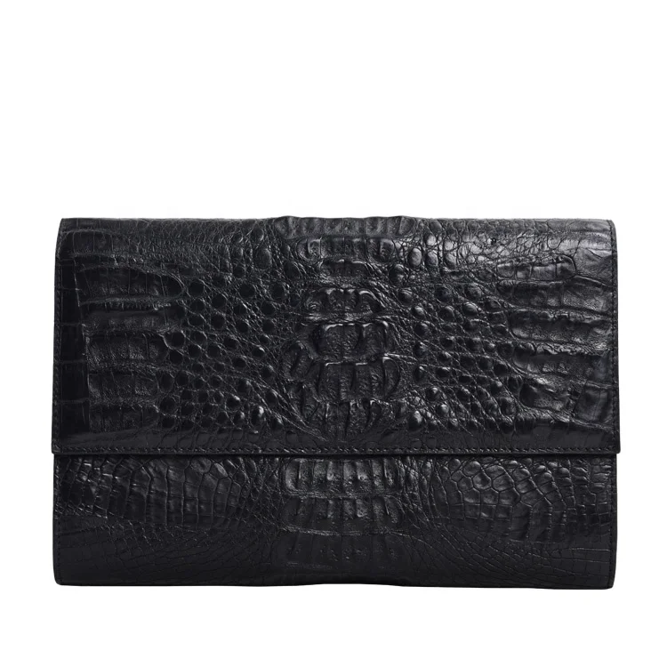 

Real crocodile skin over sized women clutch bag genuine leather clutch bag fashion lady designer purse black dress handbags