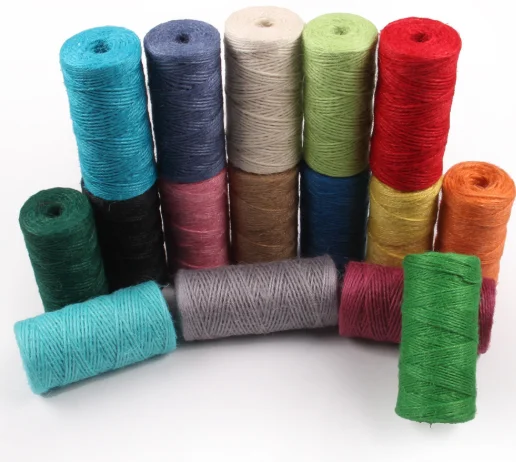 

2mm 3ply colored jute yarn with 100meters per roll for hand knitting and craft