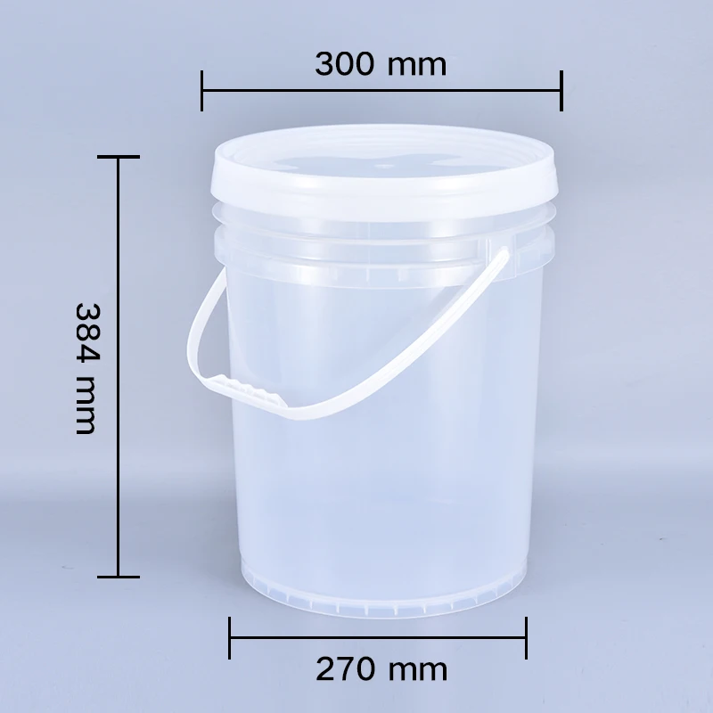 

Factory Wholesale 20L Food Grade PP Transparent Plastic Bucket With handle And Screw Lid