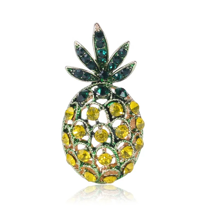 

Fashion Cheap Jewelry Rhinestone Crystal Pineapple Fruit Women Pin Brooches, Various, as your choice