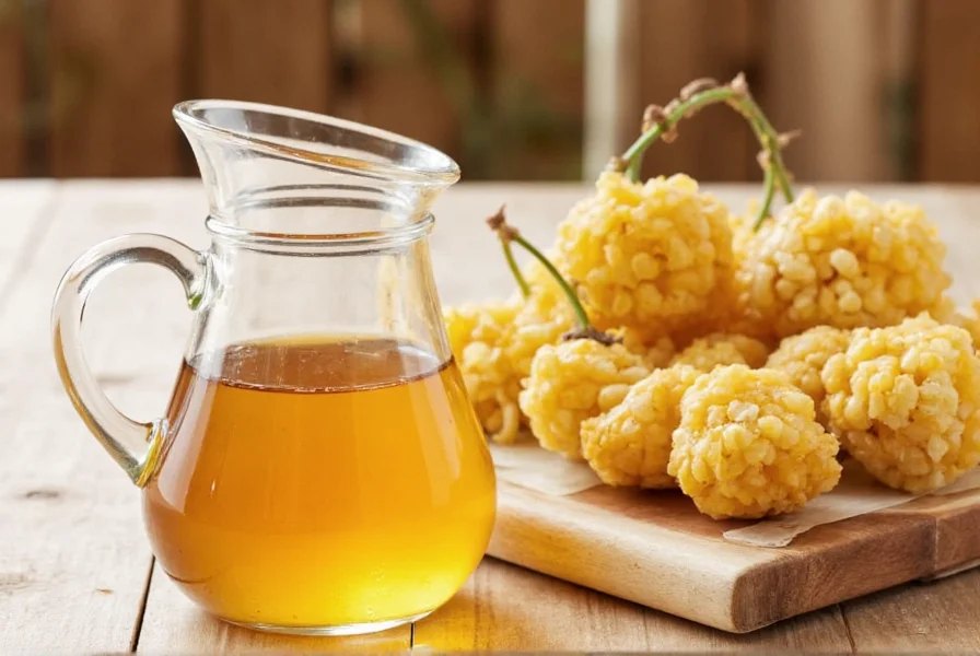 Homemade honey ginger syrup in glass jar with fresh ginger and honey