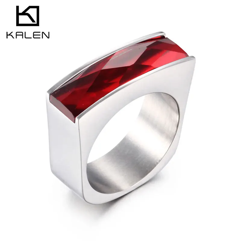 

Various Colors Can Be Customized Stainless Steel Lady Ring Jewelry With Glass, Silver/gold