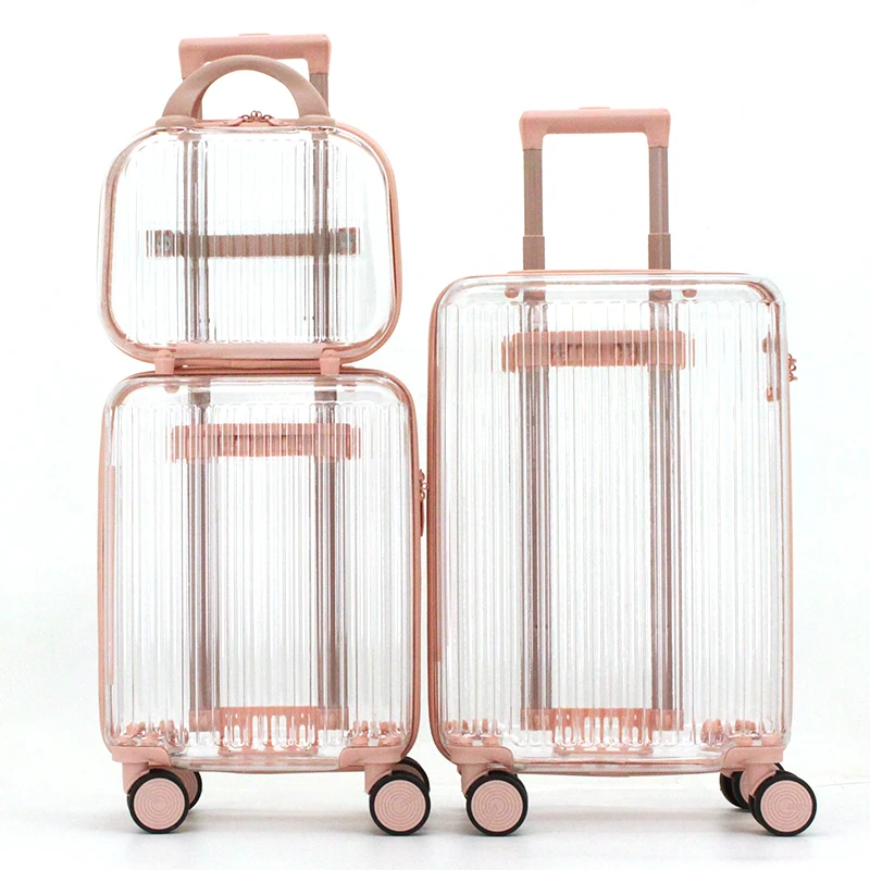 

High Quality PC Transparent Travel Hard Suitcase Trolley Set Guangzhou Luggage Bag Women Fashion Clear With Spinner Wheel YGX-18, Picture