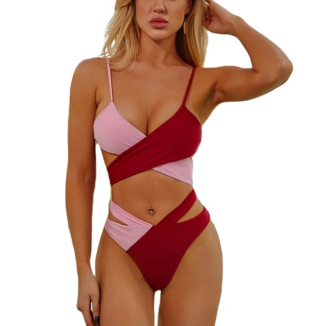 

2021 New European and American Sexy Swimsuit Two-color Cross Bikini