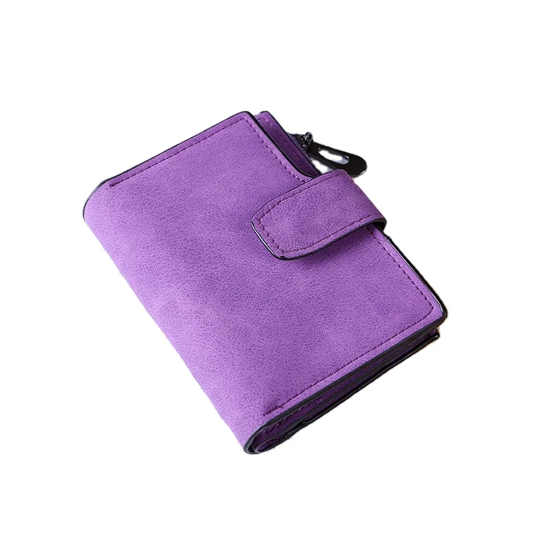 

Fashion High Quality Leather Purse Small Zipper Coin Pocket Women Vintage Small Zipper Ladies Short Purse Wallet, Multi