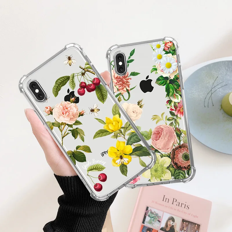 

New Arrival Hard PC Clear Back Case For iPhone 12 Transparent shockproof case for iPhone 13 13 mini 13 pro max, Floral