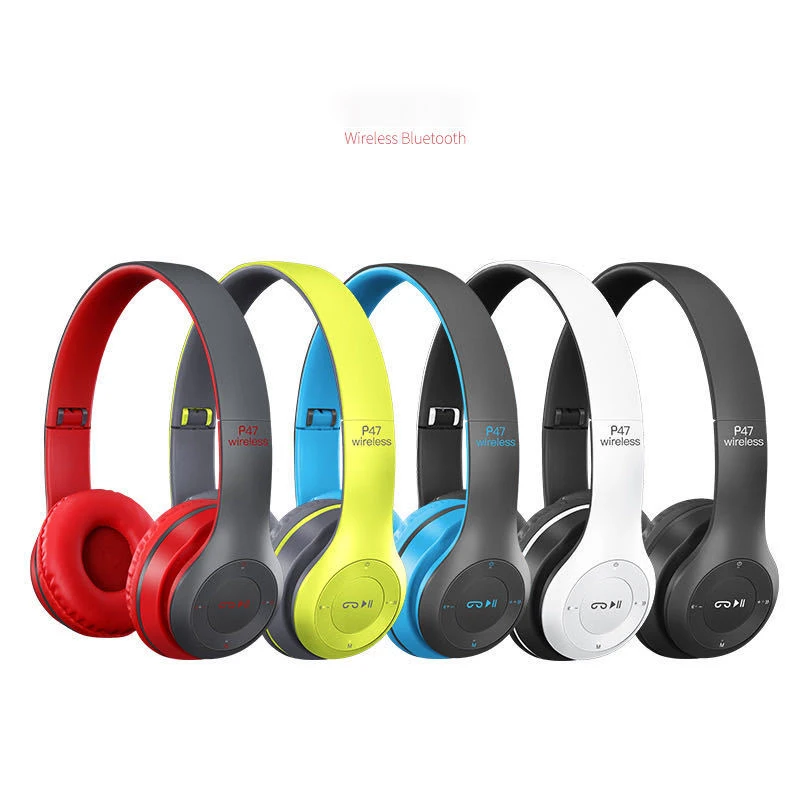 

P47 wireless bt headphone neckband headset Noise reduction earphones Gaming Headset Stereo Music, Black white red blue green