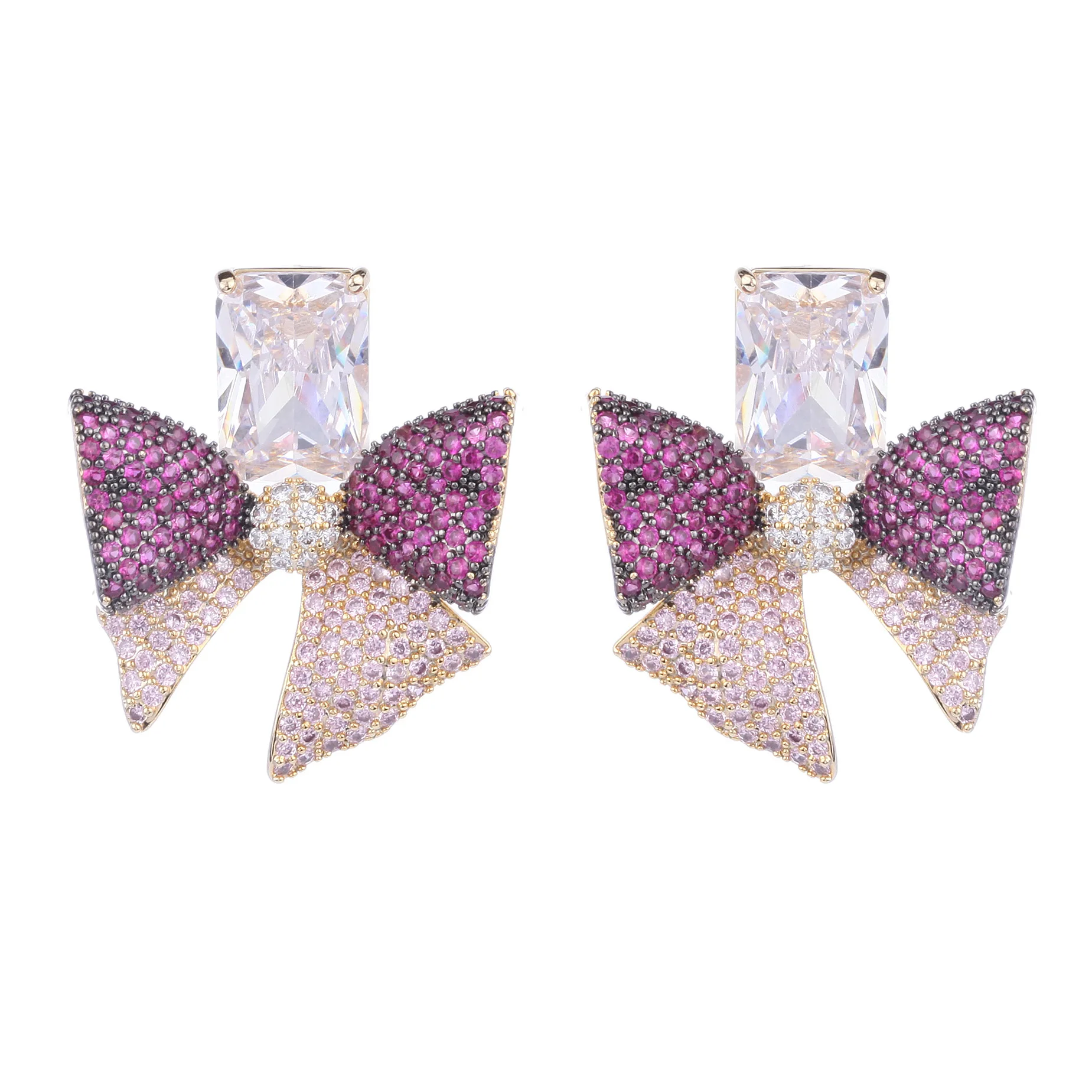 

Wholesale Luxury Cute Butterfly Bow Knot Stud Earrings for Women Girls Engagement S925 Silver Needle Zircon Fashion Jewelry