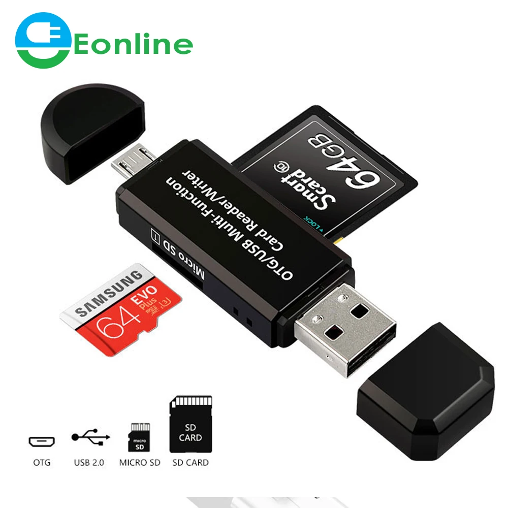 

EONLINE OTG Card Reader Adapter High-speed USB 2.0 Flash Drive Universal OTG TF/SD Card Reader for Android phone Computer