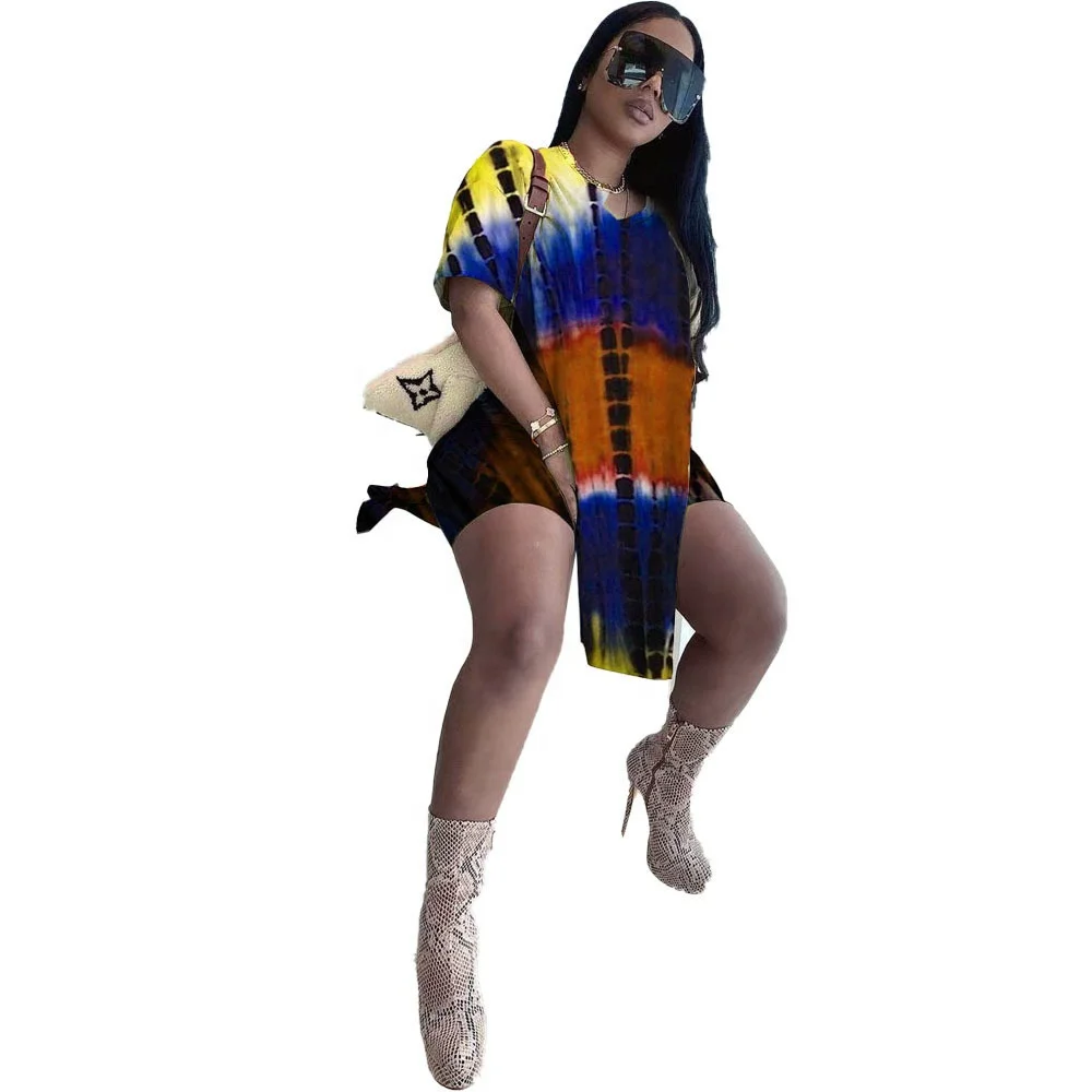 

AI13-5209 Hot style Women's Sexy Print Under Spread Fork Shorts 2-piece Set