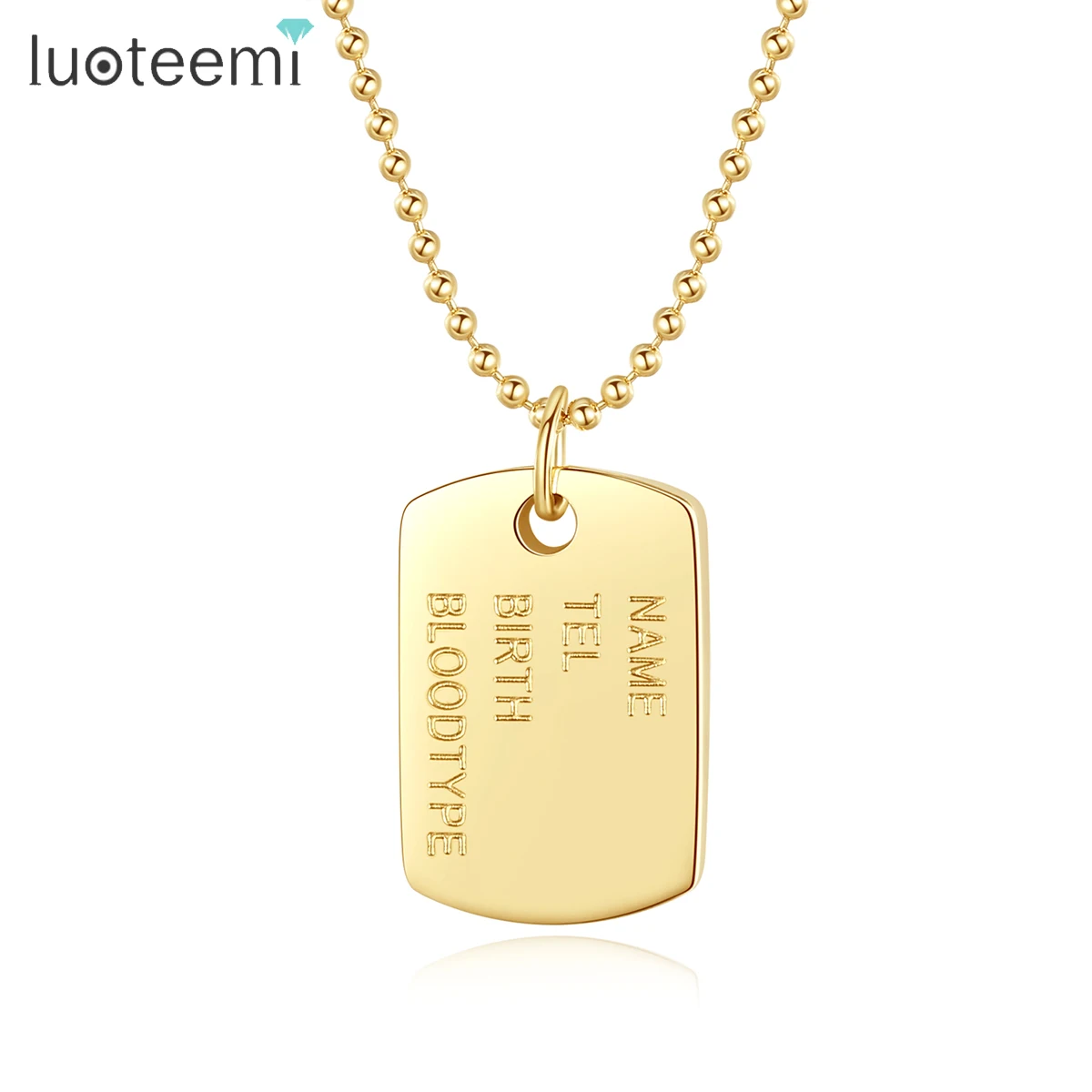 

SP-LAM Gold Chain Women Nameplate Army Chain Link Jewelry Stainless Steel Bar Name Necklace