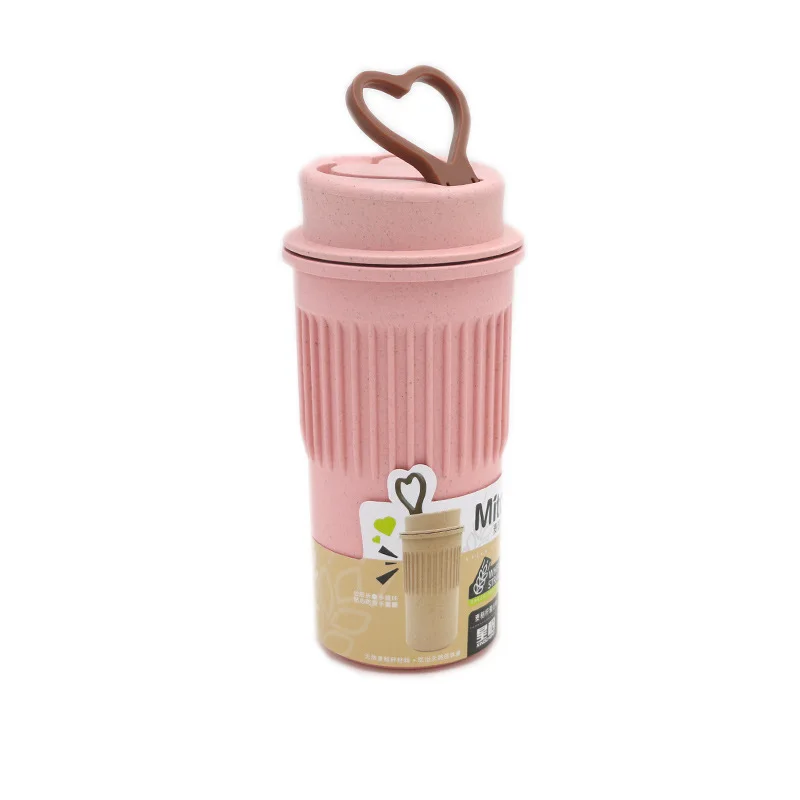

Straw fiber thermos cup logo custom easy to carry plastic portable office milk tea cup and water storage cup