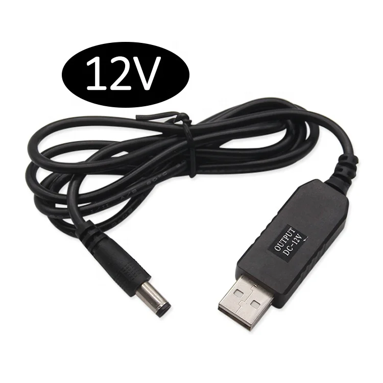 

High Quality 1m Power Set Up Charger 5.5x2.1 mm DC 5V To 12V USB Cable For Wifi Router Modem