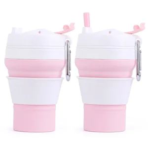 Image of Oem New Design Reusable Foldable Silicone Rubber Drinking Coffee Cup Collapsible With Lid