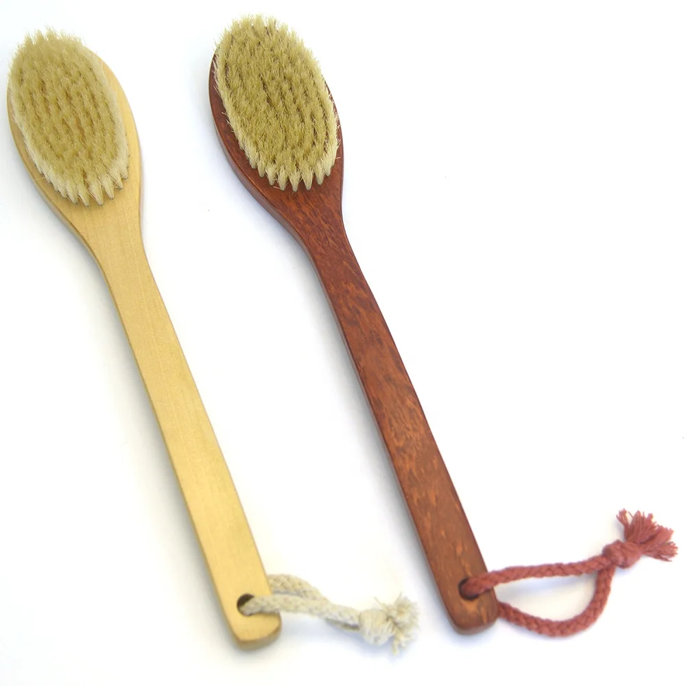 

High Quality Sisal Massage Wet Shower Brush Wood Cactus Long Handle Body Bath Brush