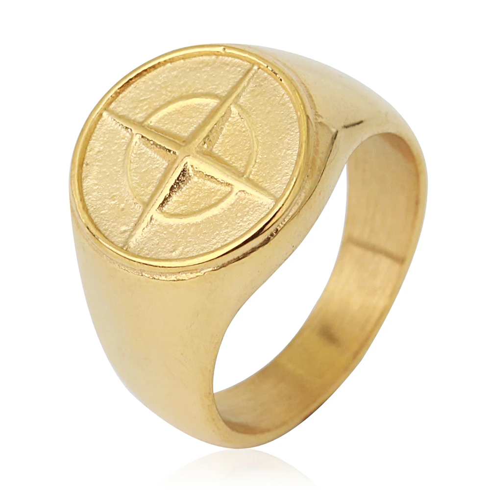 

Tarnish Free Jewelry Fashion Gold North Star Compass Ring Anillo Stainless Steel Finger Signet Ring For Men Women