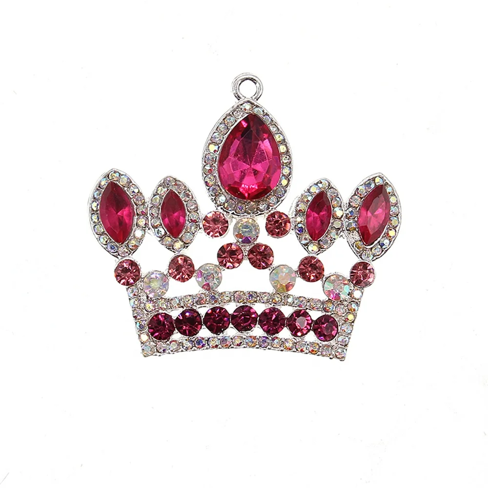 

Princess Multicolor Rhinestone Crystal Crown Pendant Crown Silver Zinc Alloy For Gift For Necklace, Picture