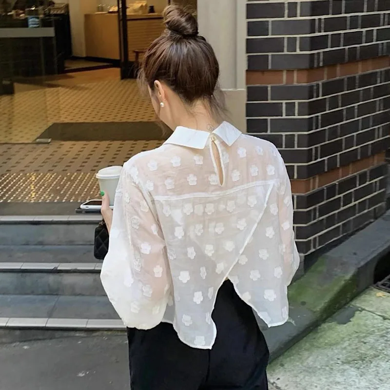 Wholesale 2025 Summer French Gentle Jacquard Small and Popular Design Feel Loose Leisure Versatile Women's Shirts