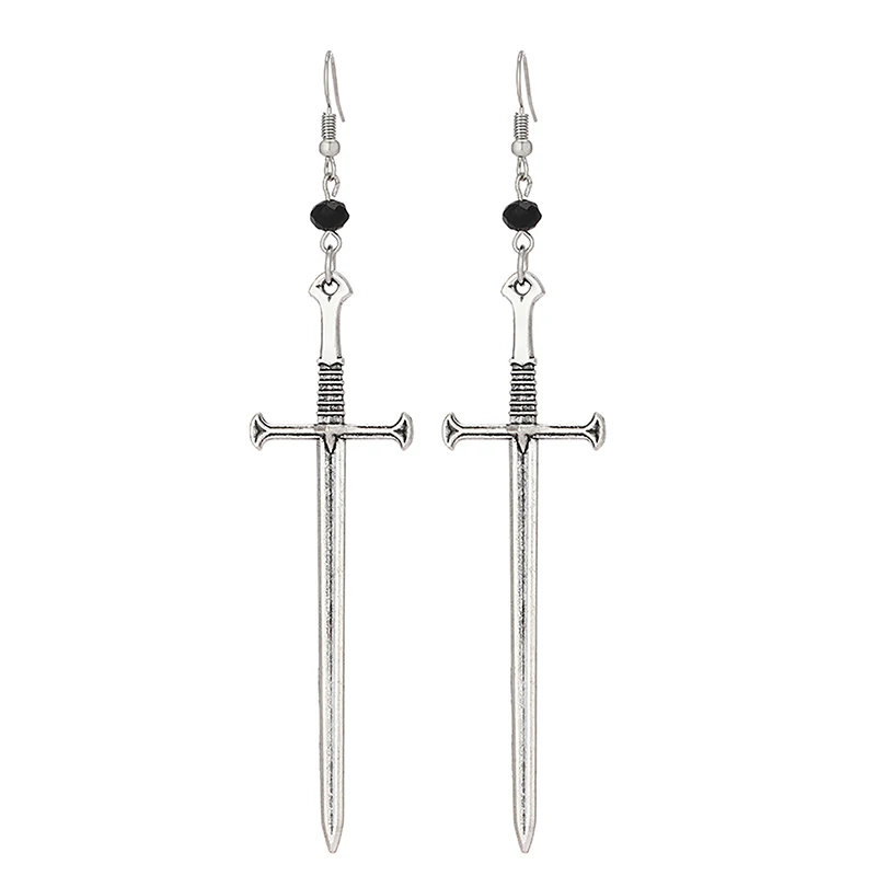 

Woying Vintage Sword Silvers Long Earrings for Women Personality Earrings 2021 Jewelry, As shown