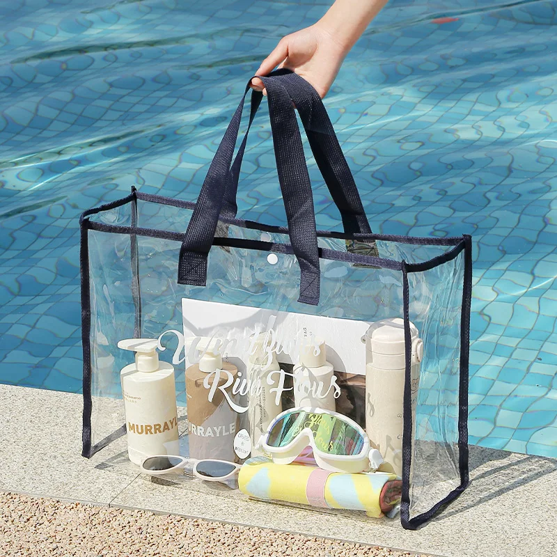 

2023 New Waterproof Beach Tote Pool Bags for Women Ladies Large Gym Tote PVC Clear Plastic Hand Storage Bag Shopping Bag