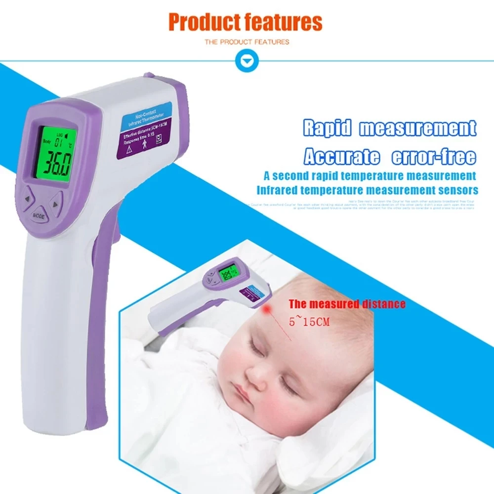 LCD Digital Infrared Thermometer Body Temperature for Children Forehead Non-contact Forehead Body Thermometer with Backlight - KingCare | KingCare.net