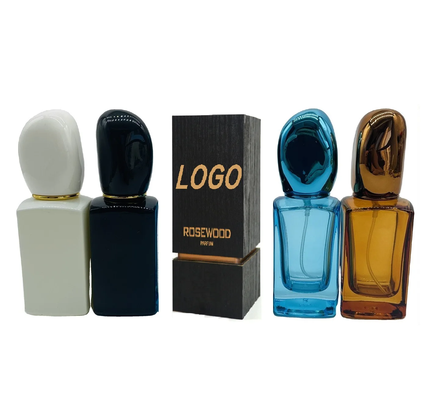Custom Empty Clear Fragrance Glass Perfume Bottle 30mL Perfume Spray Glass Bottles with stone Cap