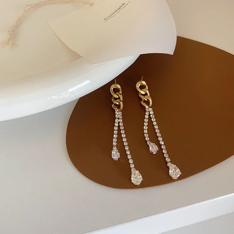 

Vershal18K Real Gold Plated Brass Twist Diamond Dangle Drop Earrings