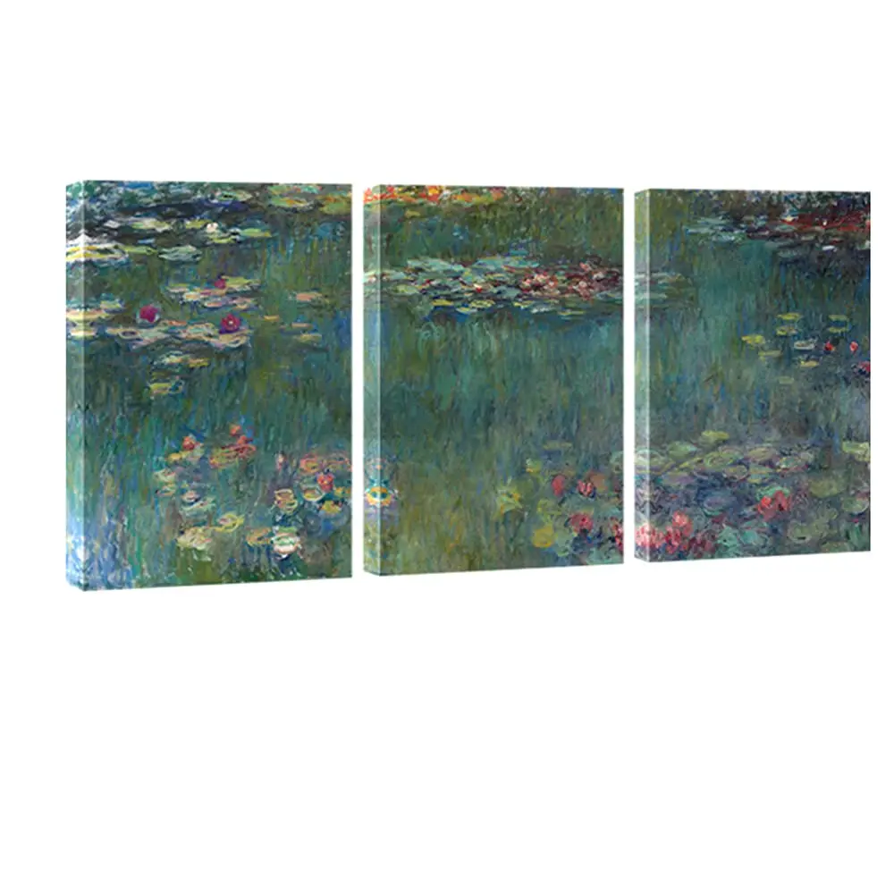 

3 Piece Set Monet Famous Oil Paintings Reproduction Artwork Water Lilies Canvas Prints Wall Art for Bedroom Living Room Decor