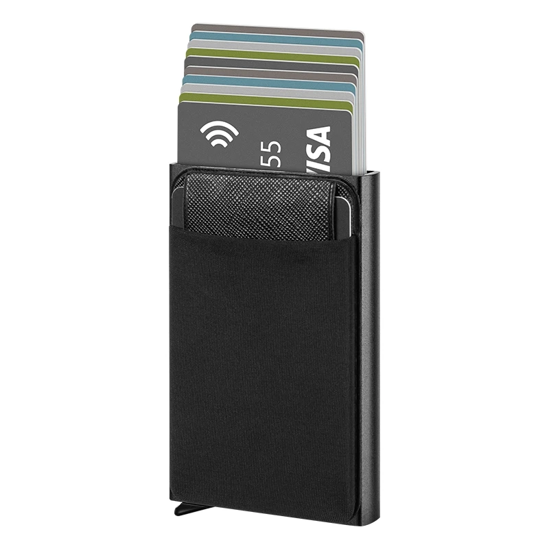 

Sample Provided Aluminum Wallet Men Slim Card Holders Wallet Card Holder Pop Up, Black