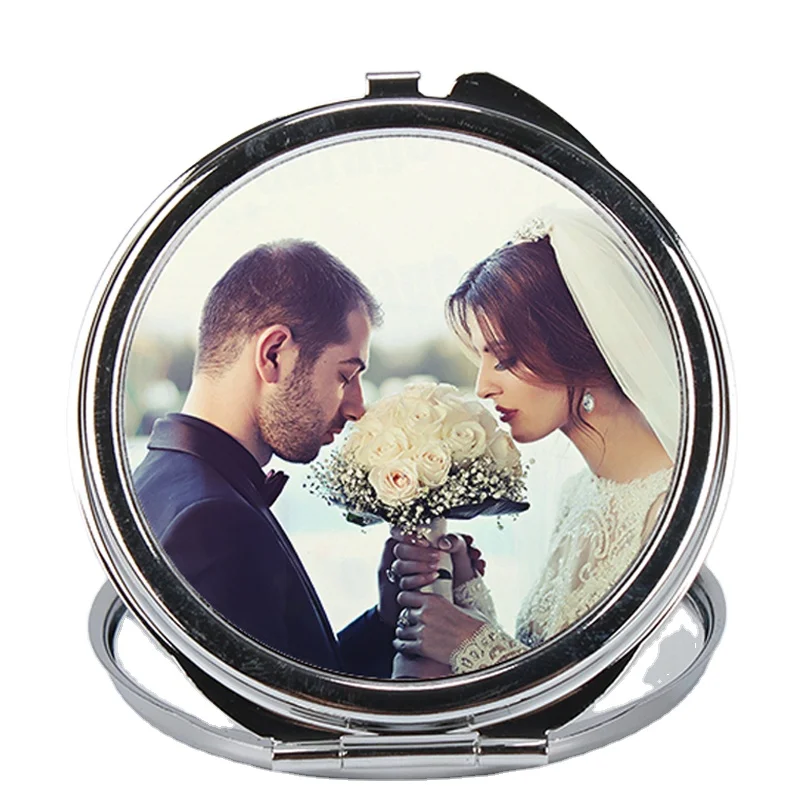 

ZL09-06 Round Shape Metal Sublimation Photo Printing Mirror Customized Blank Cosmetic Mirror For Promotion/Gift
