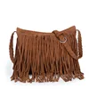 Large Capacity Handmade Adjustable Shoulder Strap Suede Cross Body Bags Hobo Tassel Fringe Women Handbag for Beach Travel