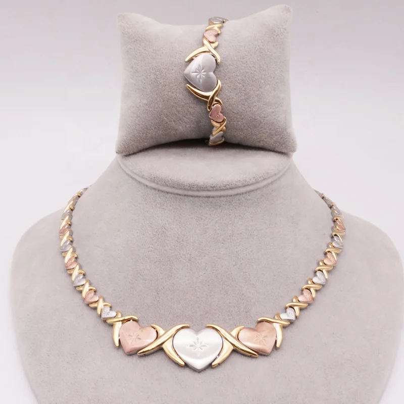 

Hot Blogger XO Jewelry Stainless Steel Three Tones X Heart Bracelert Set, Gold