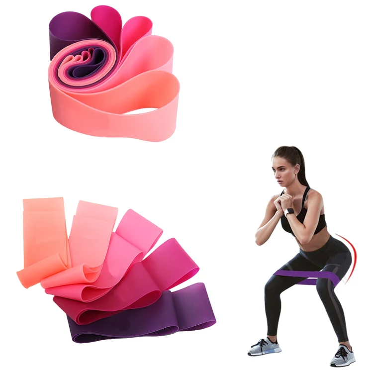 

TPE Thigh Training Bands Set Stretch Fitness Squat Wholesale Resistance Exercise Band, Green, blue, yellow, red, black