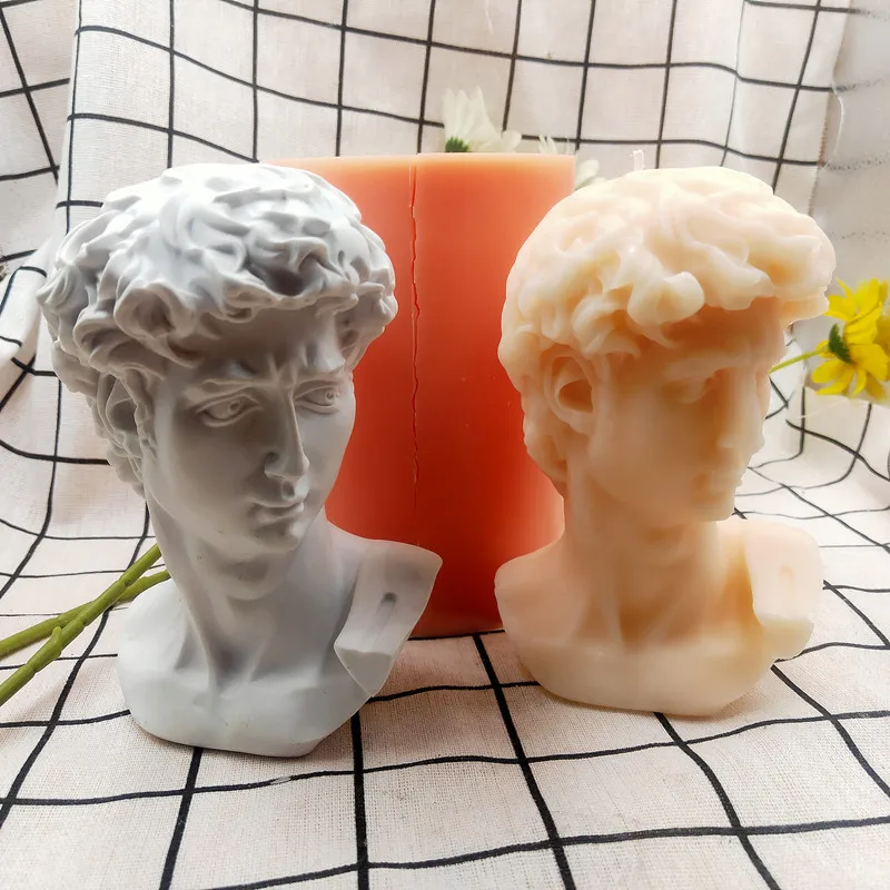 

B-1031-1 3D DIY Large size Aromatherapy Material Silicone Molds David Plaster Portrait Candle Mold, White