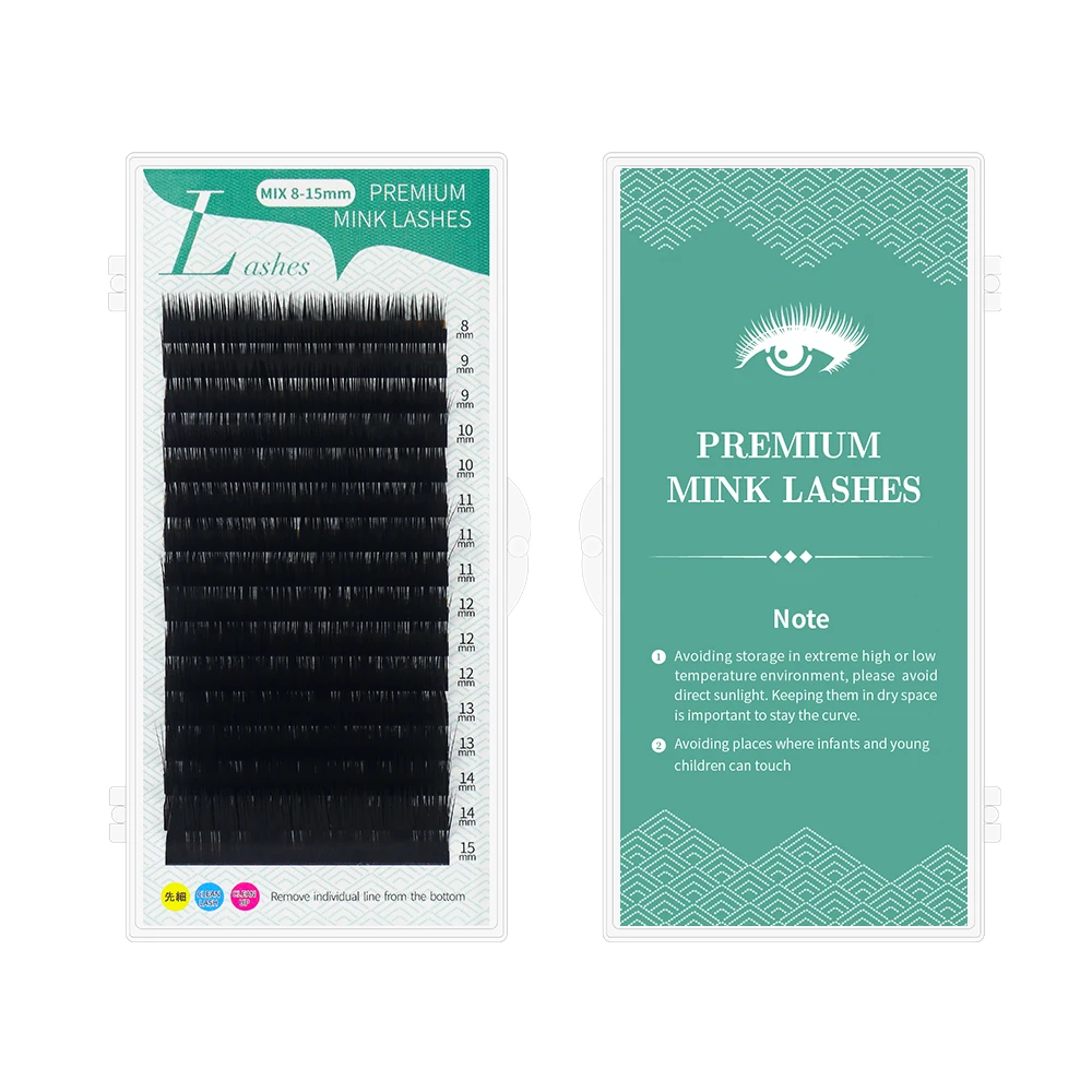 

Wholesale16 rows L L+ LC LD LU Curl Individual Eyelash Extension Soft 8-15mm mix synthetic Faux Mink Lash Extensions, Natural black