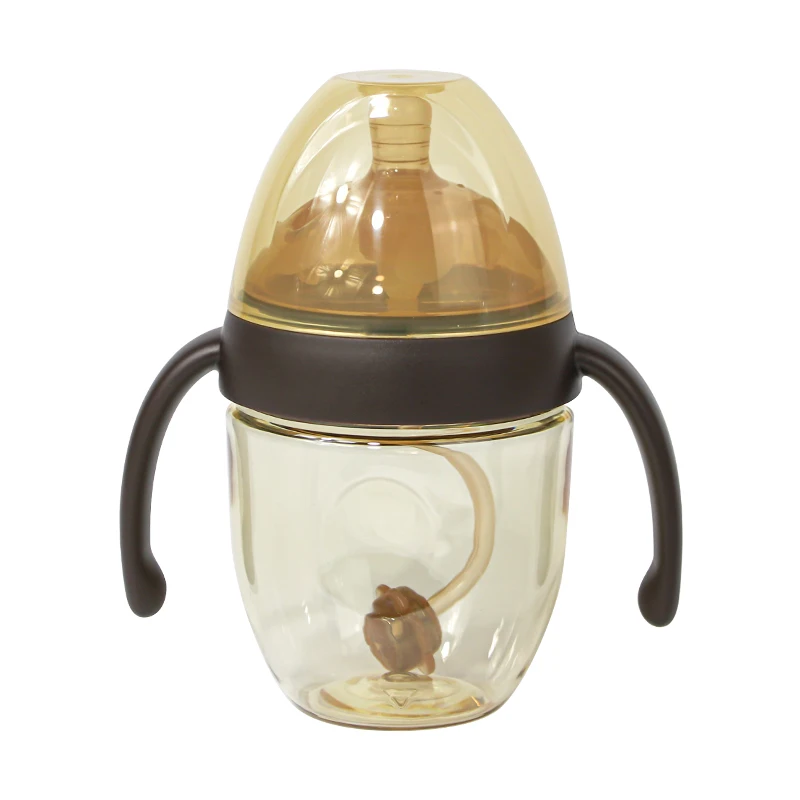 

2022 New Hot sale Infant Feeding Items With handle PPSU Baby Breast Milk Bottle, Dark brown