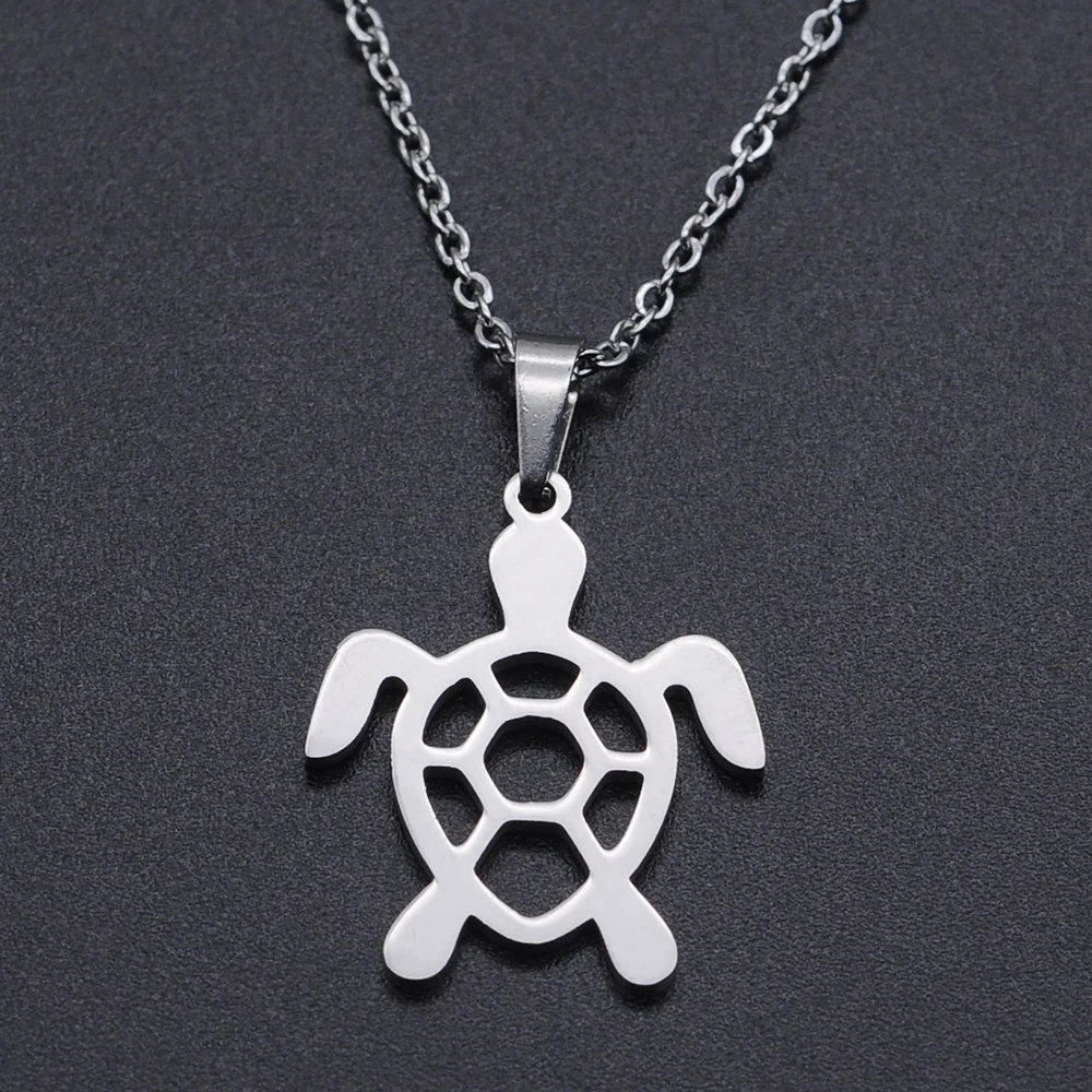 

Fashionable Cute Turtle Necklace Stainless Steel Animal Necklaces Animales Accesorios for Kids, Steel/gold/rose gold and other