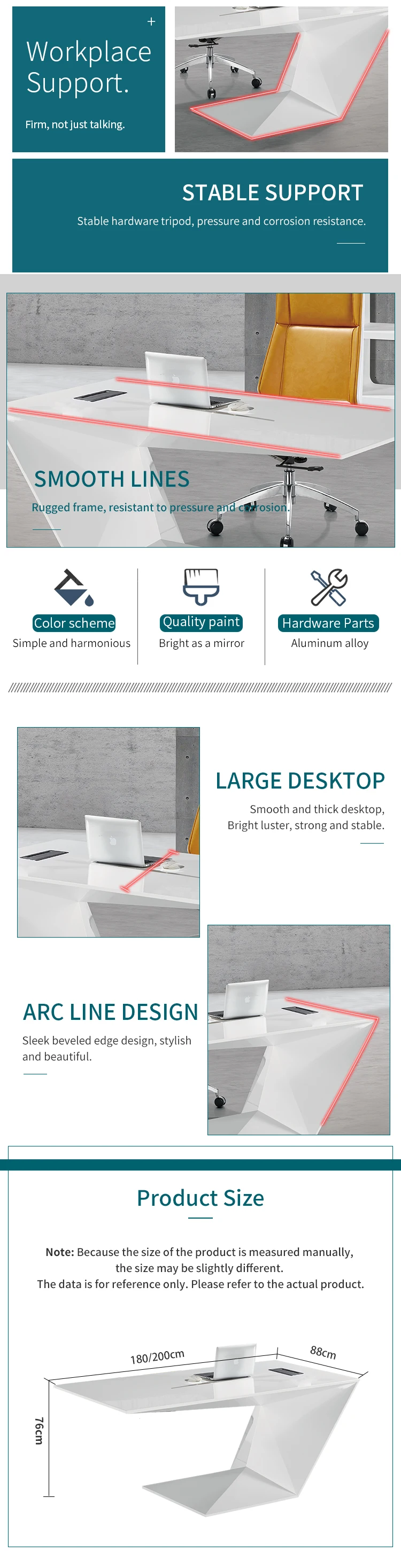 2020 latest office table designs foshan wooden furniture modern white office furniture desk