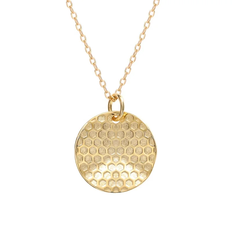 

2020 Fashion Jewelry Coin Charm Necklace Hammered Disc Gold necklace 925 sterling silver Necklace For Women Jewelry
