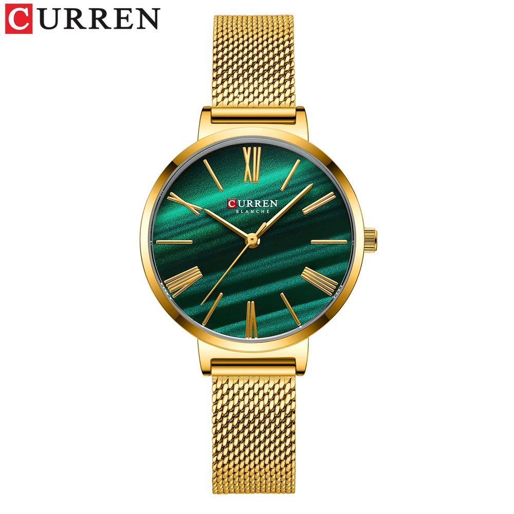 

CURREN 9076 Luxury Elegant Digital Watches for Women Mesh Strap Quartz Dress Bracelet Fashionable Ladies watch