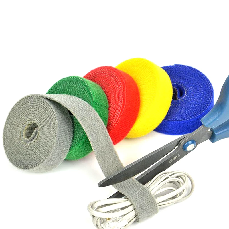 

Nylon double sided hook and loop tape fastener used for binding and tying computer data cable