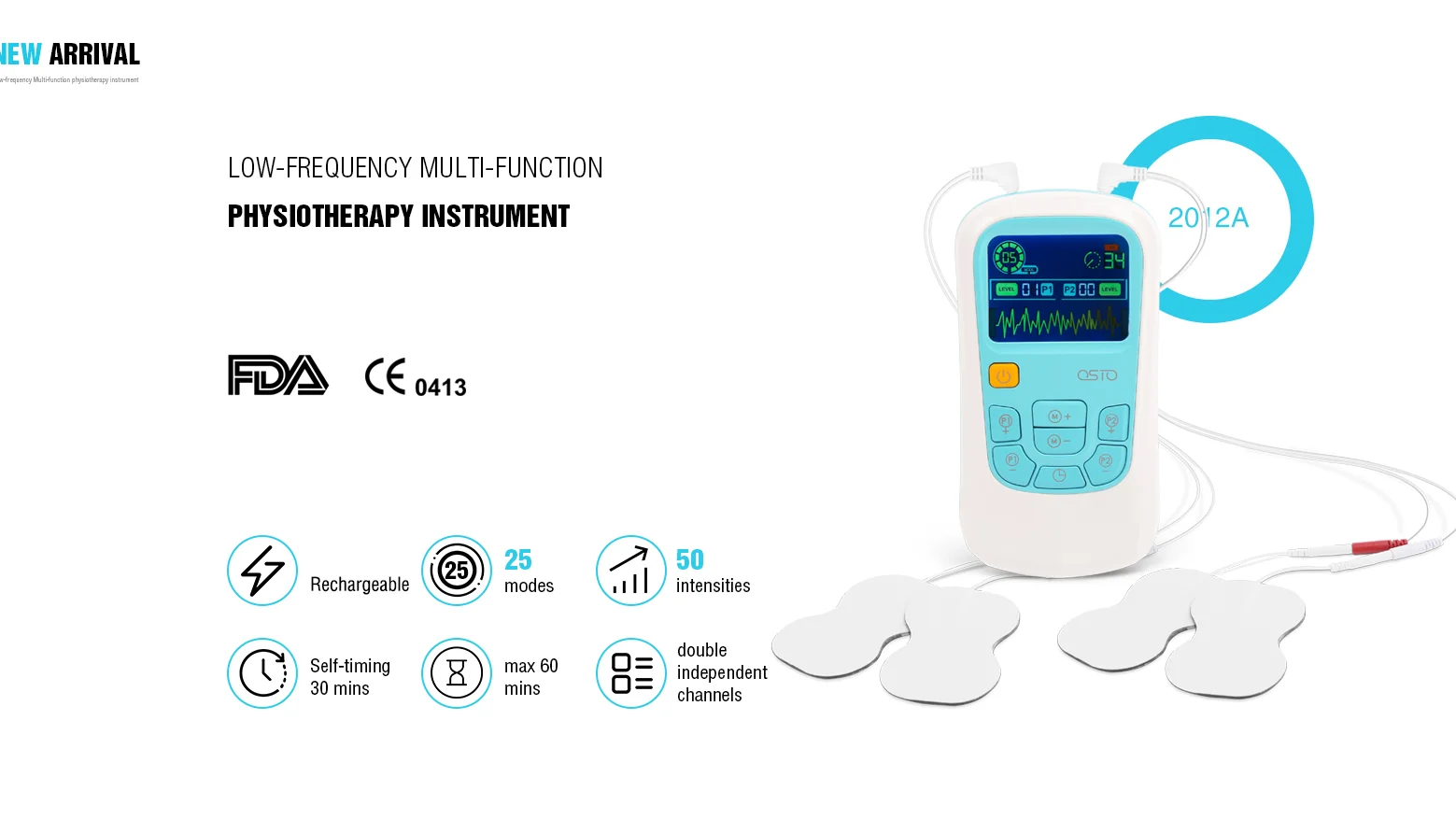 Cleared Rechargeable Mini Tens Unit Stimulator Device Medical Equipment 