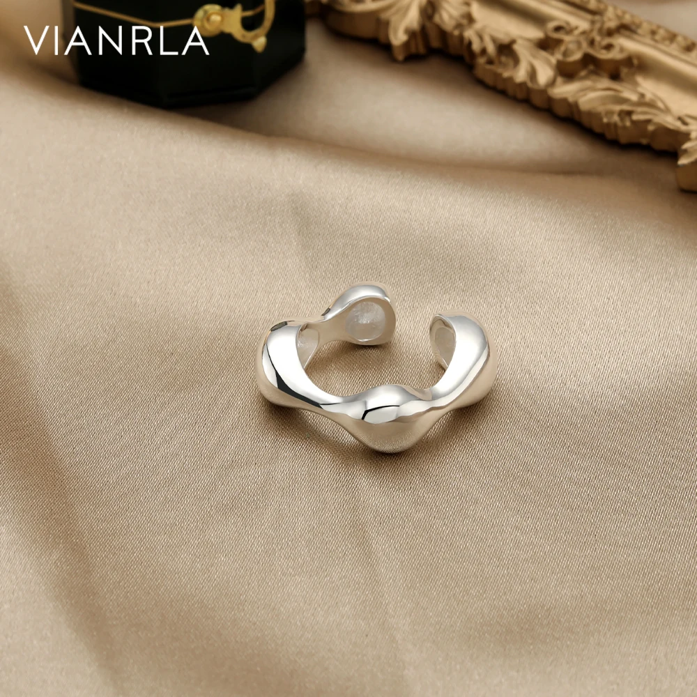 

VIANRLA 925 sterling silver statement chunky ring rhodium plated open adjustable